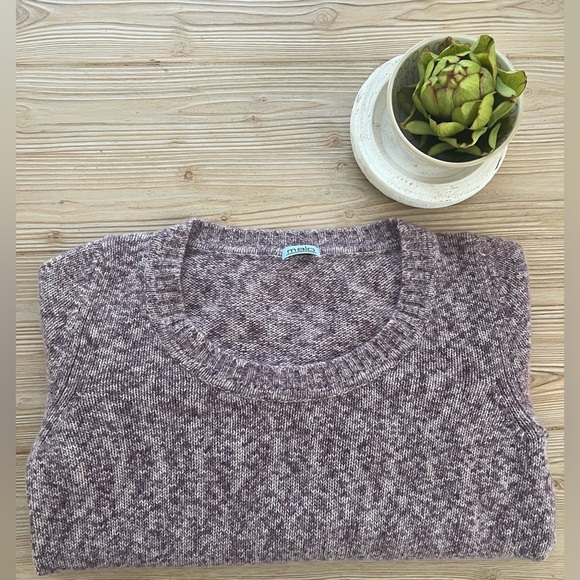 Malo 100 Percent Cashmere Plum Marled Knit Sweater Size Medium Made in Italy - Picture 3 of 7